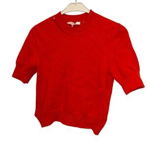 FRAME 100% cashmere orange cut out shoulder short sleeved sweater M